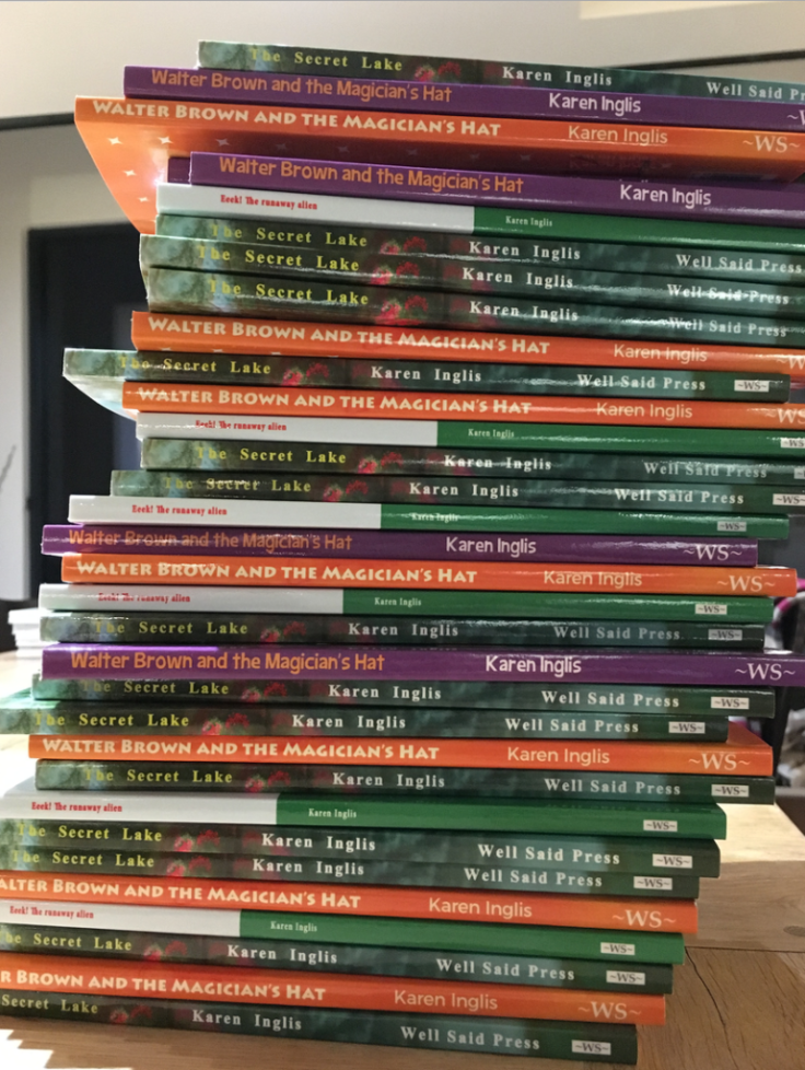 pile of children's books - spine facing